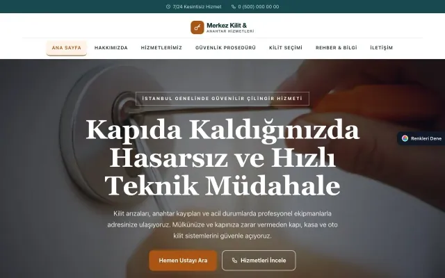 Çilingir için Zigzag Petrol Turuncu – Çilingir Web Sitesi ana sayfa görünümü