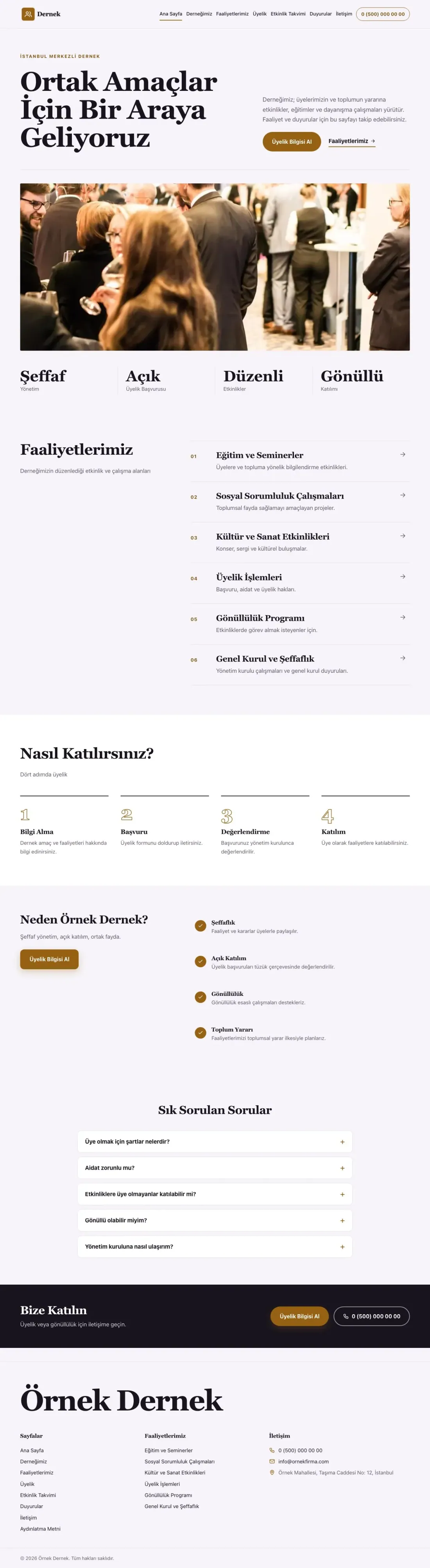 Editoryal Mor Turuncu – Dernek Web Sitesi ana sayfa görünümü