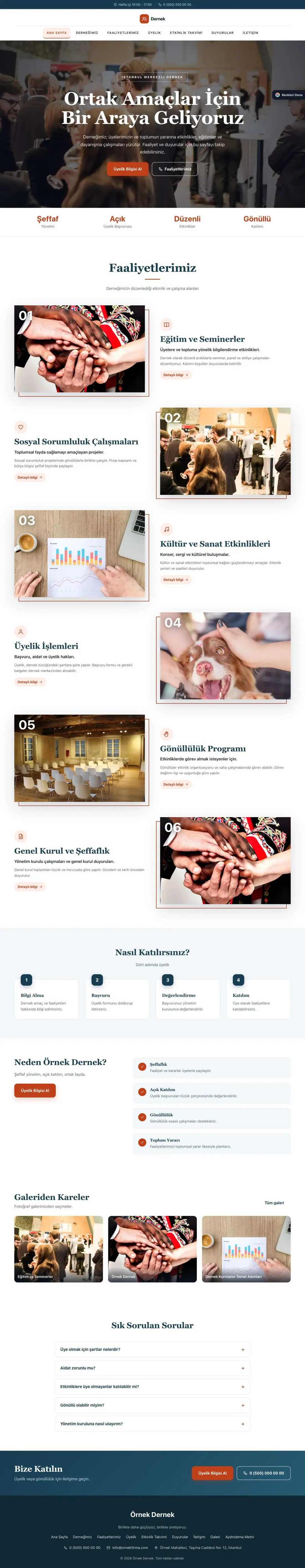 Dernek için Zigzag Mavi Turuncu – Dernek Web Sitesi ana sayfa görünümü