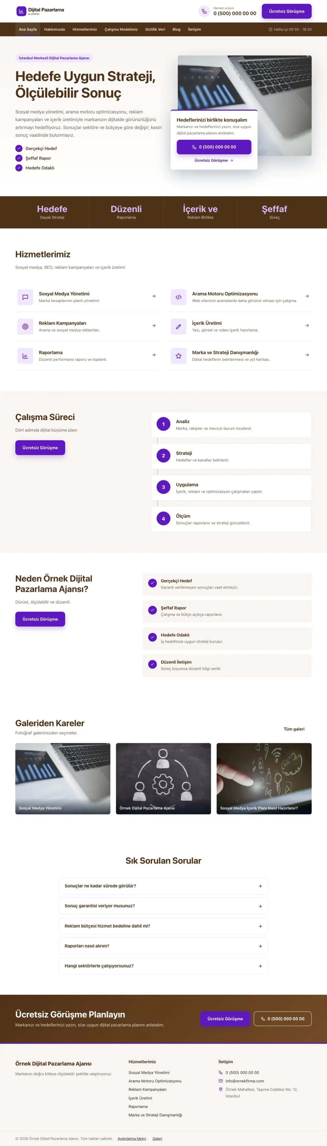 Dijital Pazarlama Ajansı için Bölünmüş Kahve Mor – Dijital Pazarlama Ajansı Web Sitesi ana sayfa görünümü