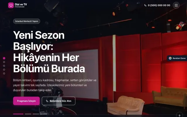 Dizi ve TV Programı için Tam Ekran Lacivert Pembe – Dizi ve TV Programı Web Sitesi ana sayfa görünümü