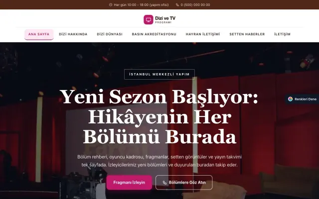 Dizi ve TV Programı için Zigzag Kahve Pembe – Dizi ve TV Programı Web Sitesi ana sayfa görünümü