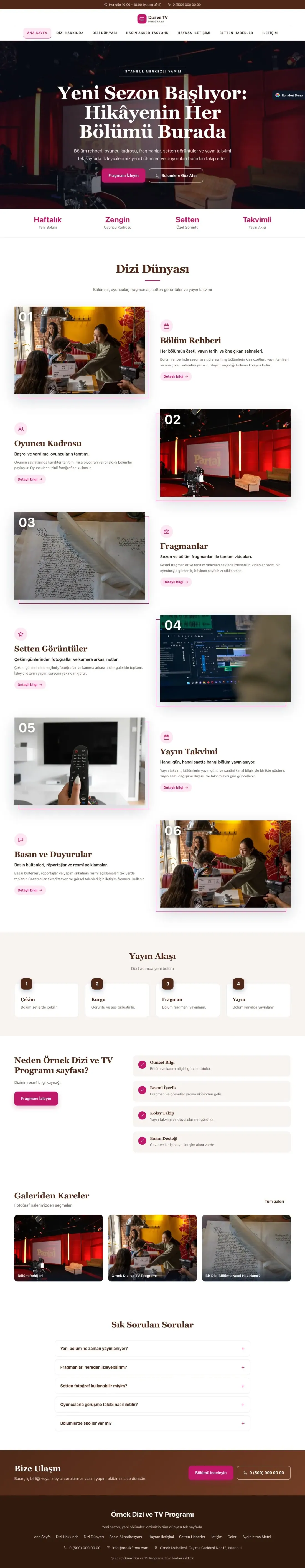 Dizi ve TV Programı için Zigzag Kahve Pembe – Dizi ve TV Programı Web Sitesi ana sayfa görünümü