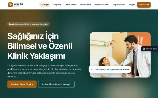 Doktor ve Klinik için Hareketli Petrol Turuncu – Doktor ve Klinik Web Sitesi ana sayfa görünümü