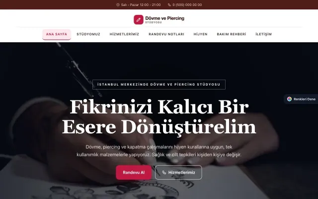 Dövme ve Estetik için Zigzag Bordo Kırmızı – Dövme ve Estetik Web Sitesi ana sayfa görünümü