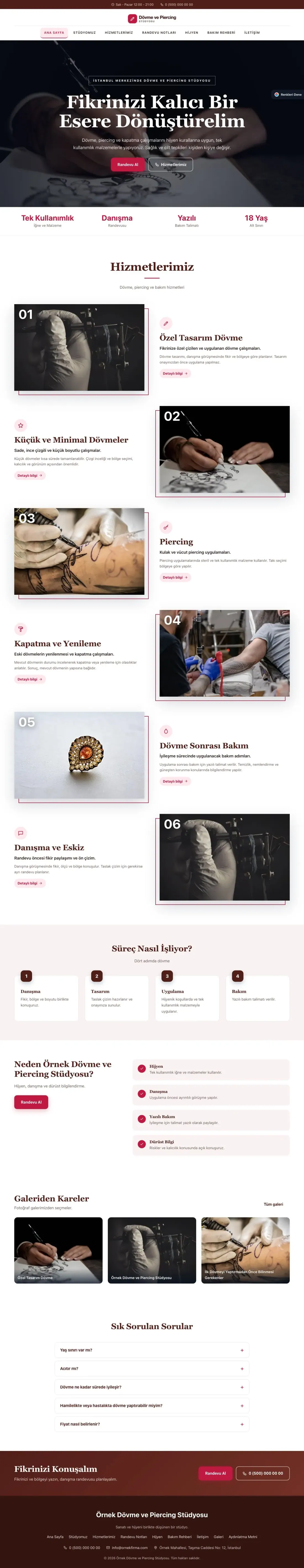Dövme ve Estetik için Zigzag Bordo Kırmızı – Dövme ve Estetik Web Sitesi ana sayfa görünümü