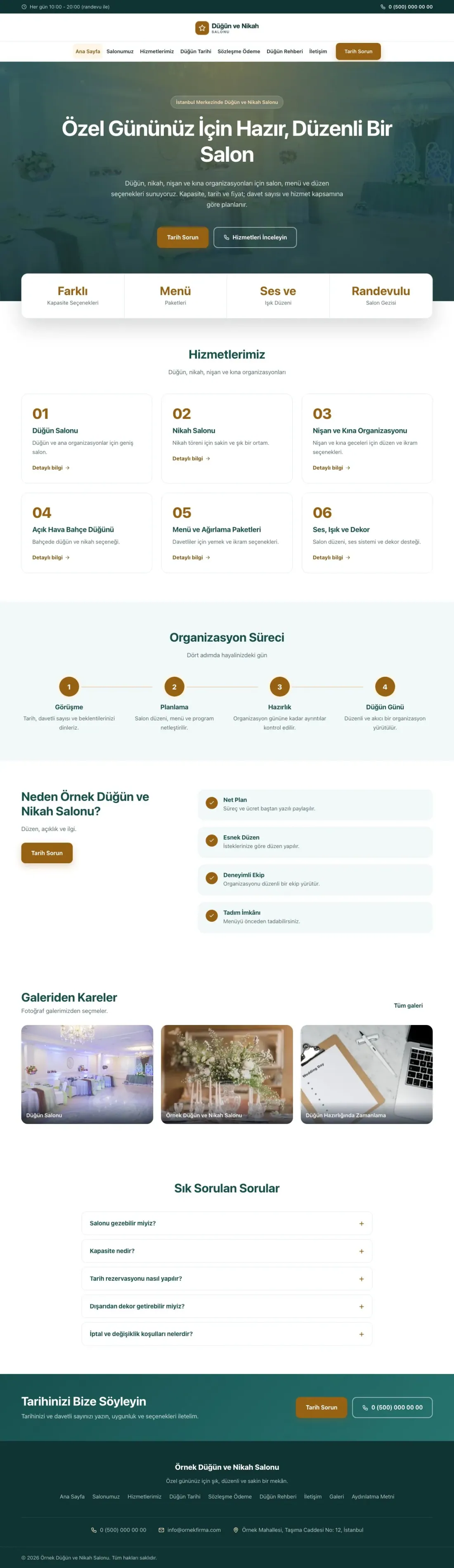 Düğün ve Nikah Salonu için Merkez Petrol Turuncu – Düğün ve Nikah Salonu Web Sitesi ana sayfa görünümü