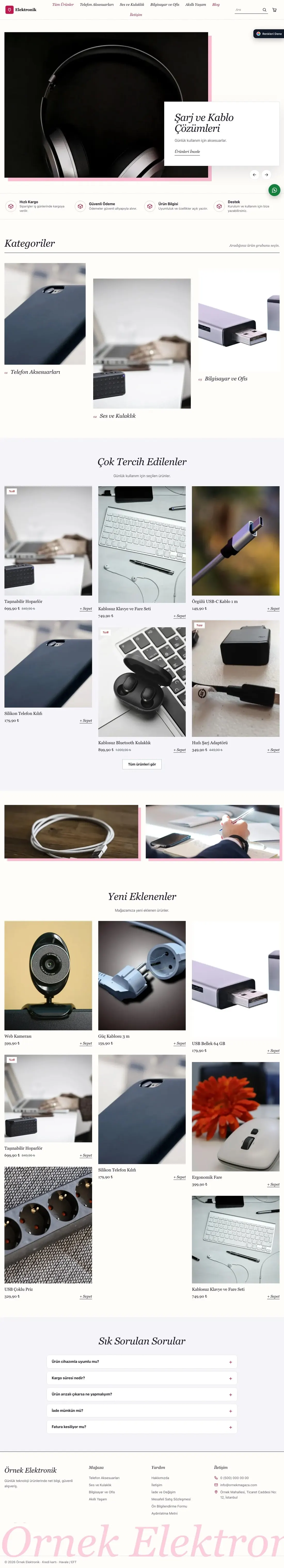 Elektronik için Lookbook Lacivert Pembe – Elektronik E-ticaret Sitesi ana sayfa görünümü