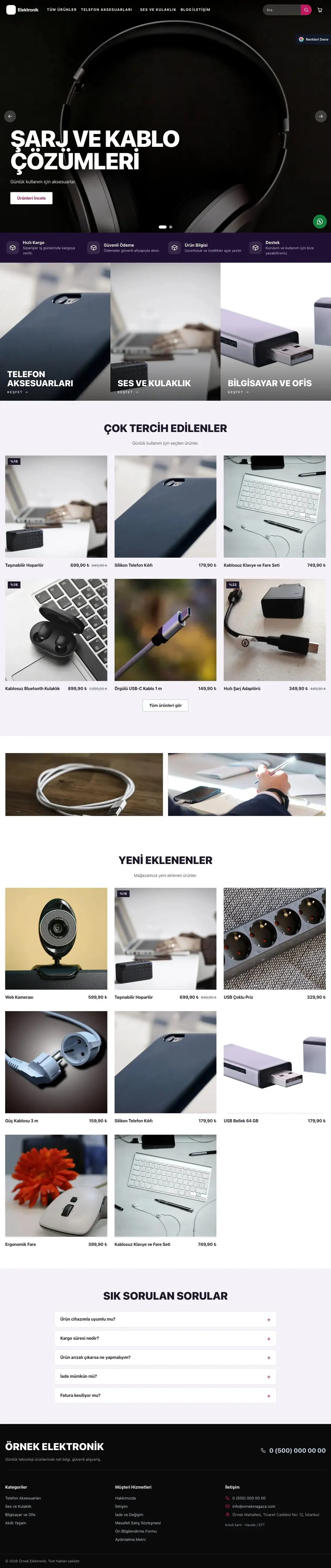 Elektronik için Sahne Mor Pembe – Elektronik E-ticaret Sitesi ana sayfa görünümü
