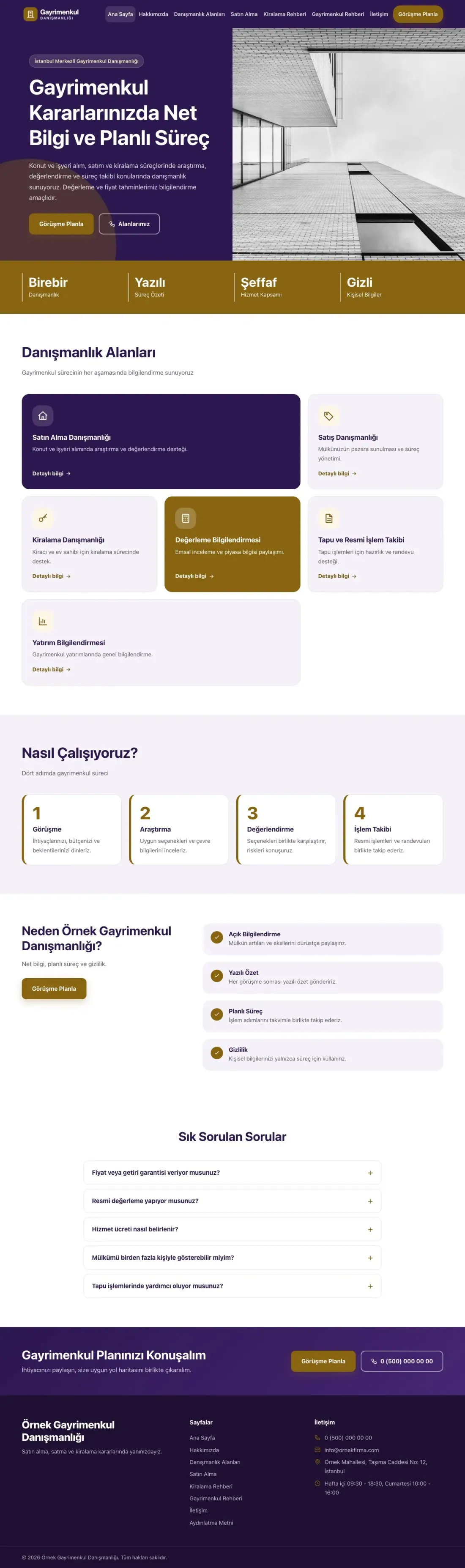 Blok Mor Amber – Emlak Danışmanlığı Web Sitesi ana sayfa görünümü