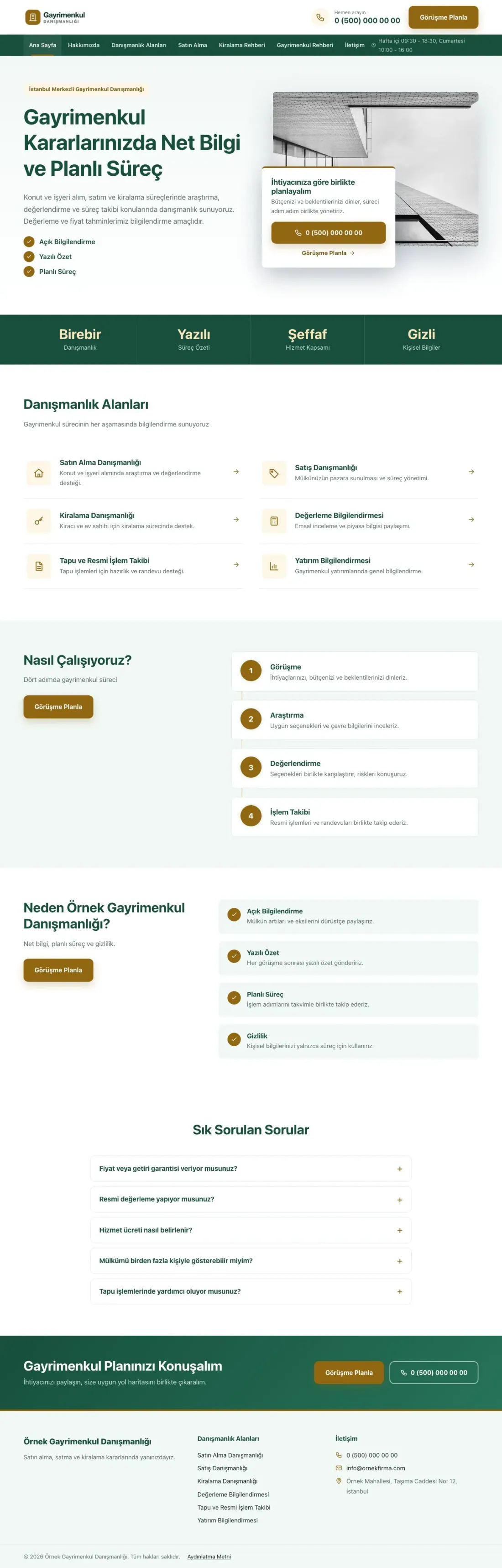Bölünmüş Petrol Amber – Emlak Danışmanlığı Web Sitesi ana sayfa görünümü