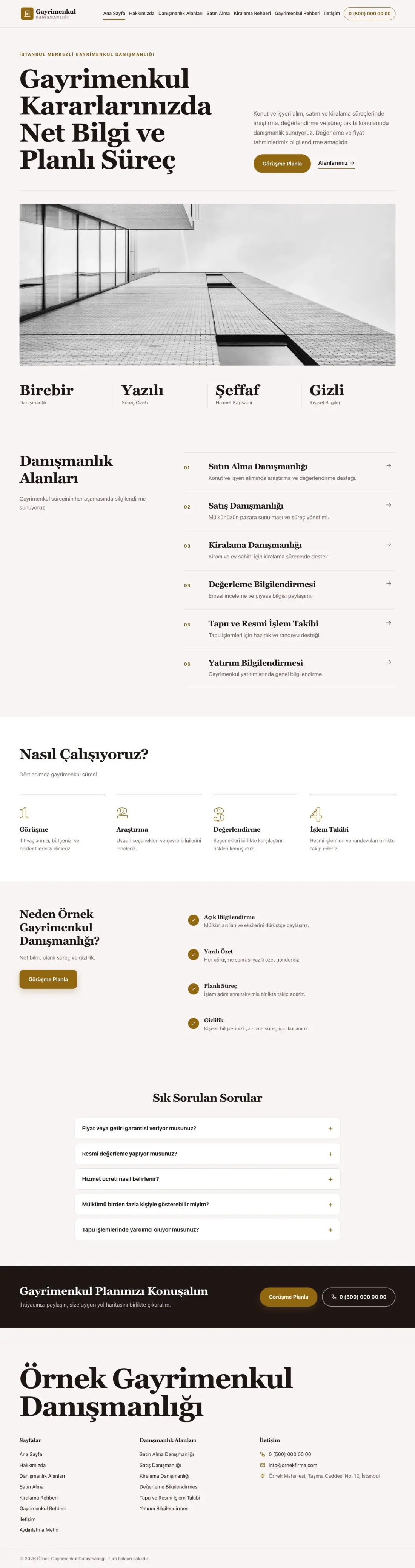 Editoryal Bordo Amber – Emlak Danışmanlığı Web Sitesi ana sayfa görünümü