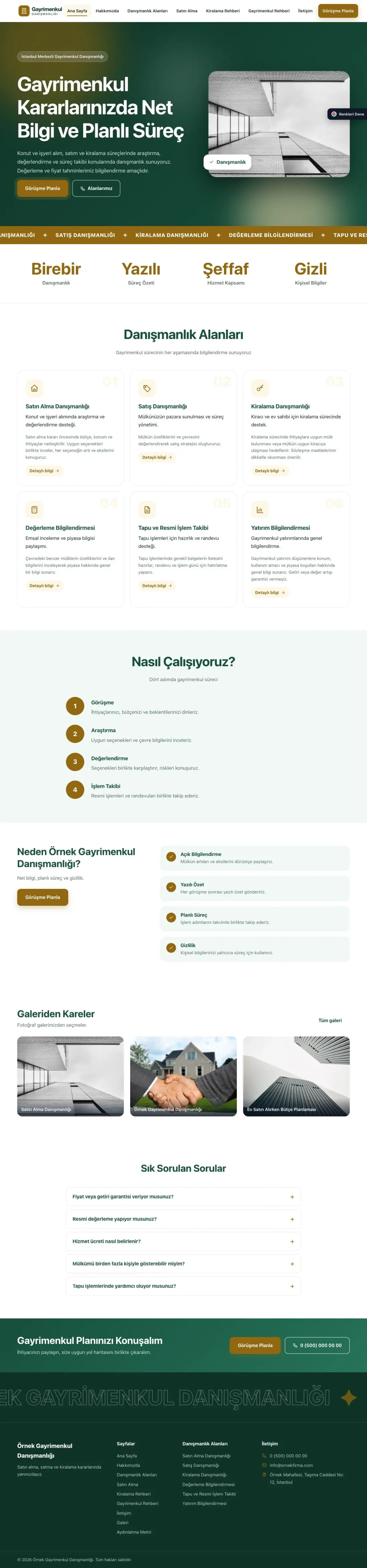 Emlak Danışmanlığı için Hareketli Petrol Amber – Emlak Danışmanlığı Web Sitesi ana sayfa görünümü