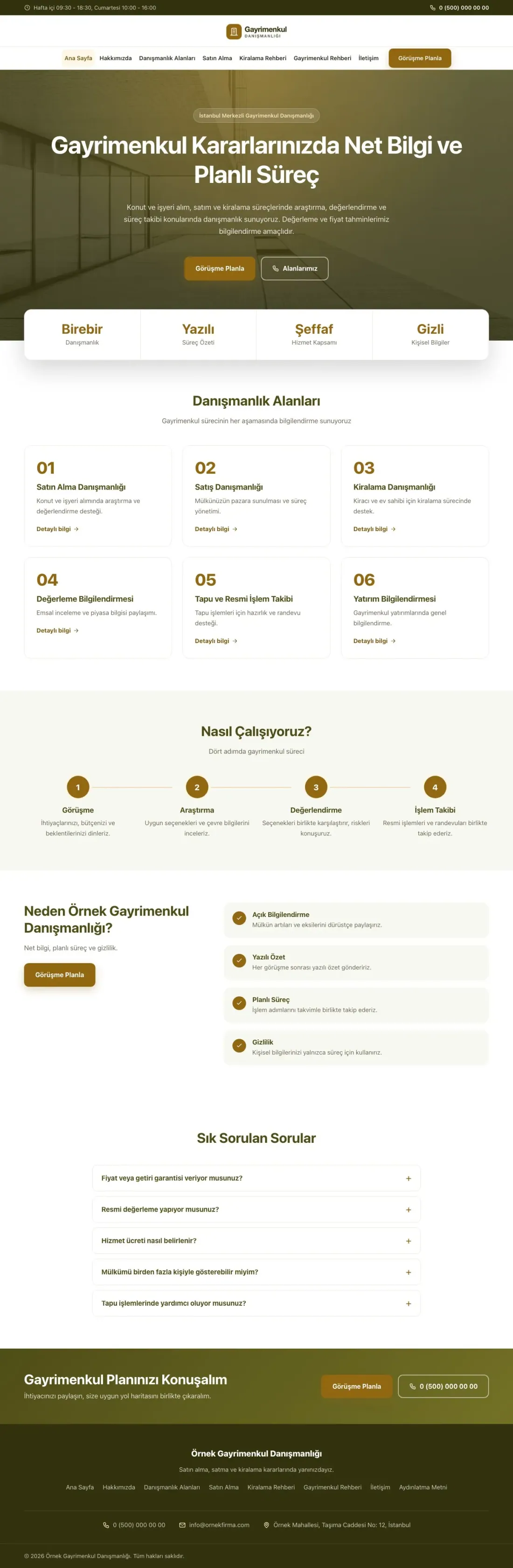 Merkez Zeytin Amber – Emlak Danışmanlığı Web Sitesi ana sayfa görünümü