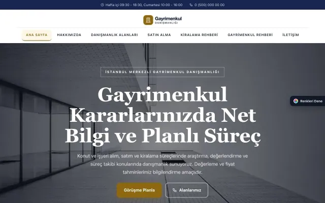 Emlak Danışmanlığı için Zigzag Lacivert Amber – Emlak Danışmanlığı Web Sitesi ana sayfa görünümü