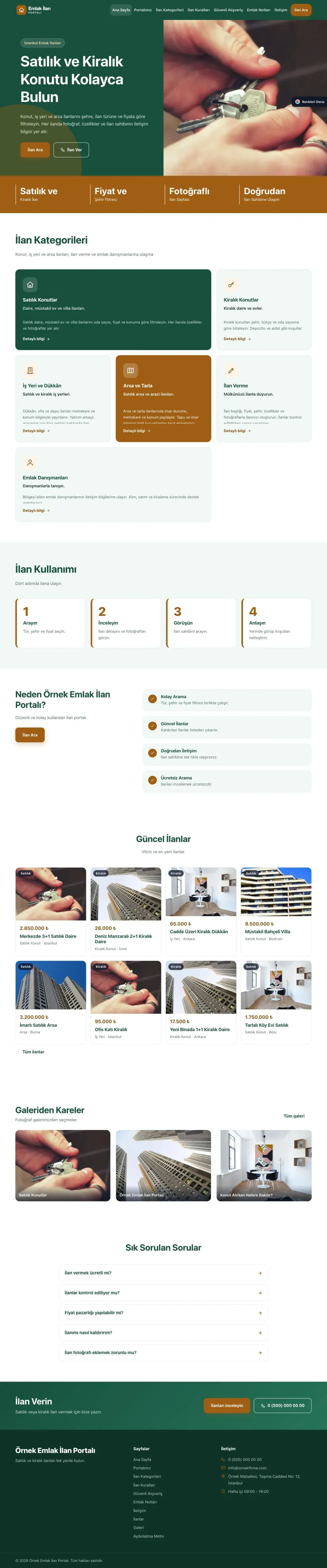 Emlak İlan Portalı için Blok Petrol Turuncu – Emlak İlan Portalı Web Sitesi ana sayfa görünümü