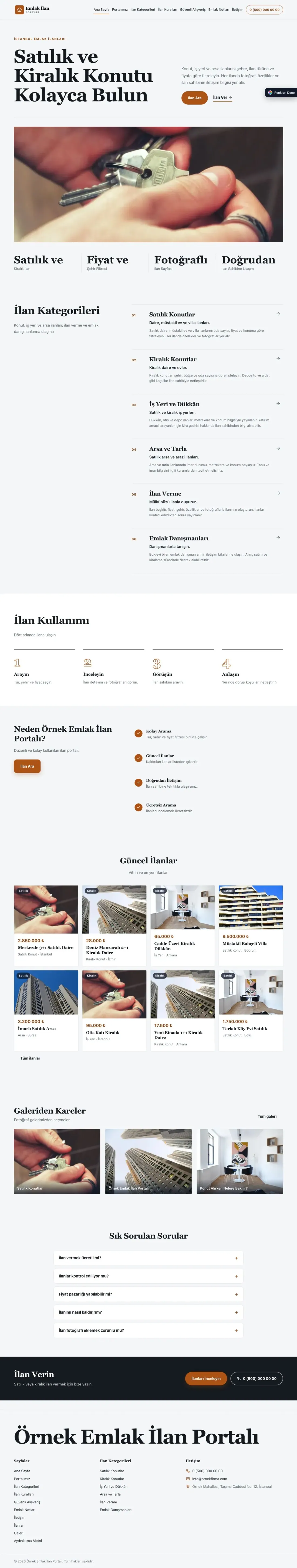 Emlak İlan Portalı için Dergi Editoryal Mavi Turuncu – Emlak İlan Portalı Web Sitesi ana sayfa görünümü