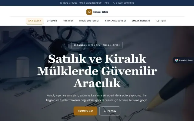 Emlak Ofisi için Zigzag Mavi Turuncu – Emlak Ofisi Web Sitesi ana sayfa görünümü