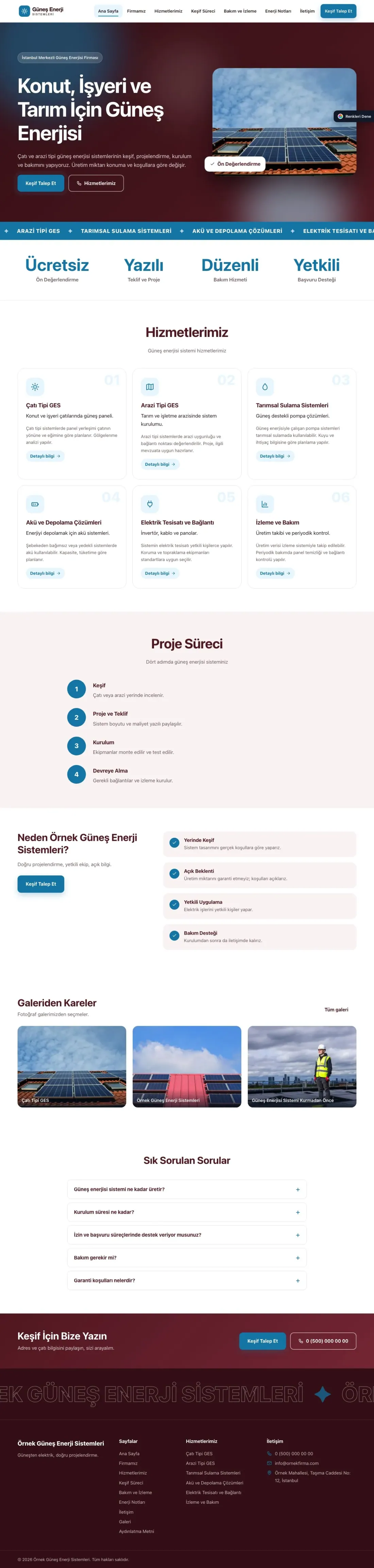 Enerji ve Güneş için Hareketli Bordo Mavi – Enerji ve Güneş Web Sitesi ana sayfa görünümü