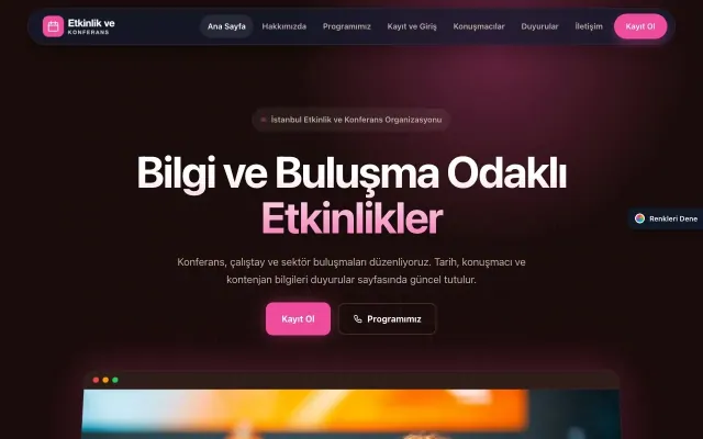 Etkinlik ve Konferans için Koyu Modern Bordo Pembe – Etkinlik ve Konferans Web Sitesi ana sayfa görünümü