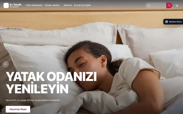 Ev Tekstili ve Dekor Mağazası için Sahne Lacivert Pembe – Ev Tekstili ve Dekor Mağazası E-ticaret Sitesi ana sayfa görünümü