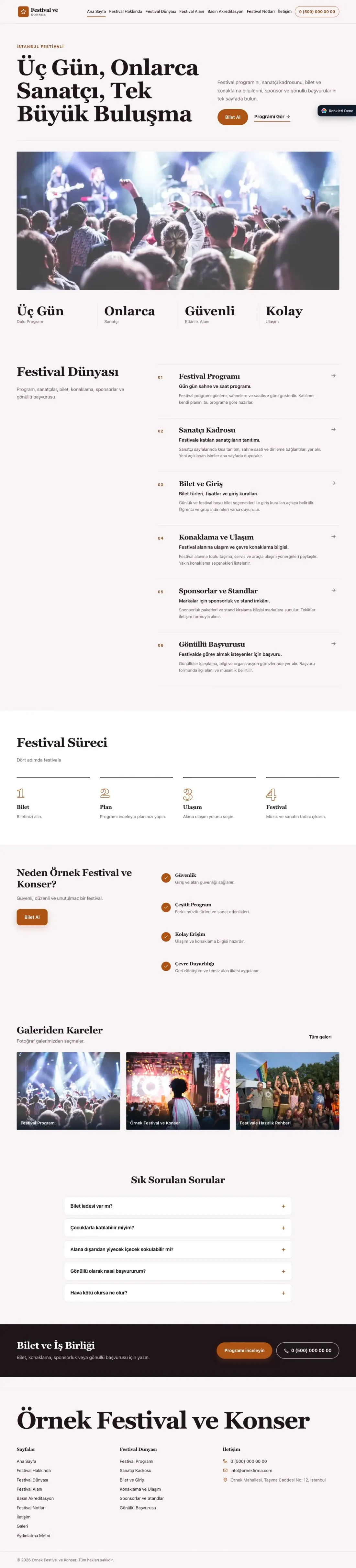 Festival ve Konser için Dergi Editoryal Erik Turuncu – Festival ve Konser Web Sitesi ana sayfa görünümü