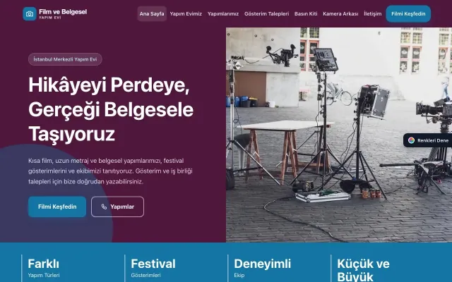 Film ve Belgesel Tanıtımı için Blok Erik Mavi – Film ve Belgesel Tanıtımı Web Sitesi ana sayfa görünümü
