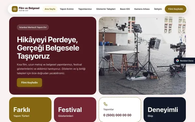 Film ve Belgesel Tanıtımı için Mozaik Bordo Amber – Film ve Belgesel Tanıtımı Web Sitesi ana sayfa görünümü