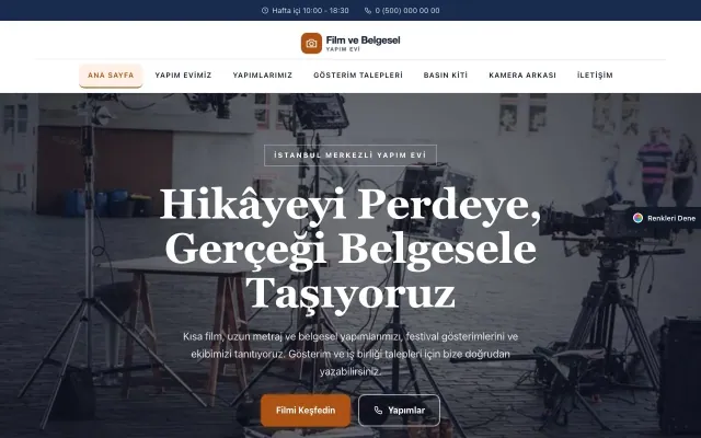 Film ve Belgesel Tanıtımı için Zigzag Mavi Turuncu – Film ve Belgesel Tanıtımı Web Sitesi ana sayfa görünümü
