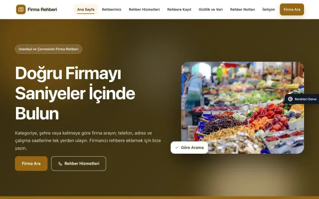 Firma Rehberi için Hareketli Kahve Turuncu – Firma Rehberi Web Sitesi ana sayfa görünümü