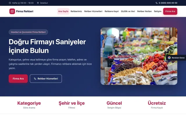 Firma Rehberi için Klasik Lacivert Kırmızı – Firma Rehberi Web Sitesi ana sayfa görünümü