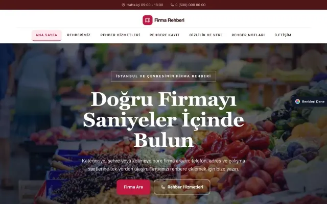 Firma Rehberi için Zigzag Bordo Kırmızı – Firma Rehberi Web Sitesi ana sayfa görünümü