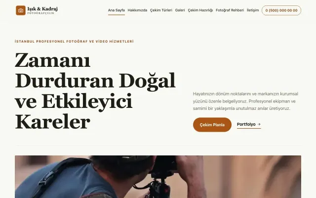 Editoryal Zeytin Turuncu – Fotoğrafçı Web Sitesi ana sayfa görünümü