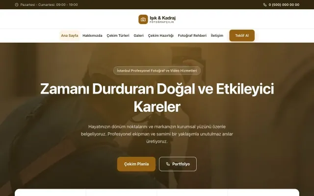 Merkez Kahve Turuncu – Fotoğrafçı Web Sitesi ana sayfa görünümü