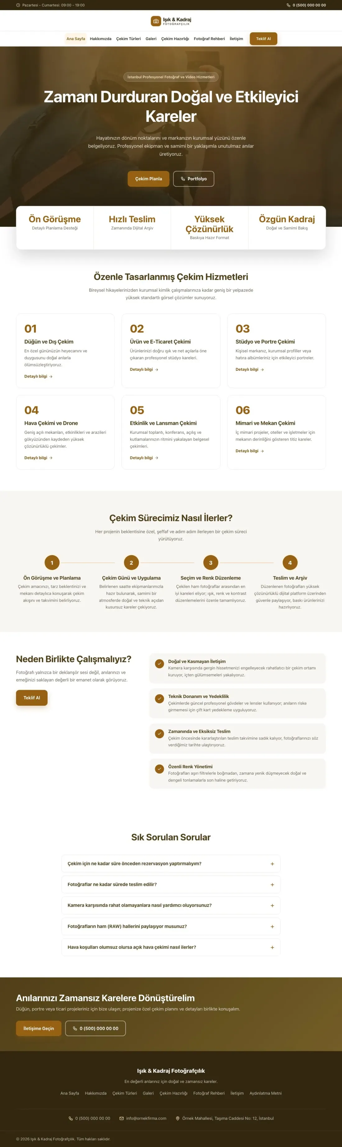 Merkez Kahve Turuncu – Fotoğrafçı Web Sitesi ana sayfa görünümü
