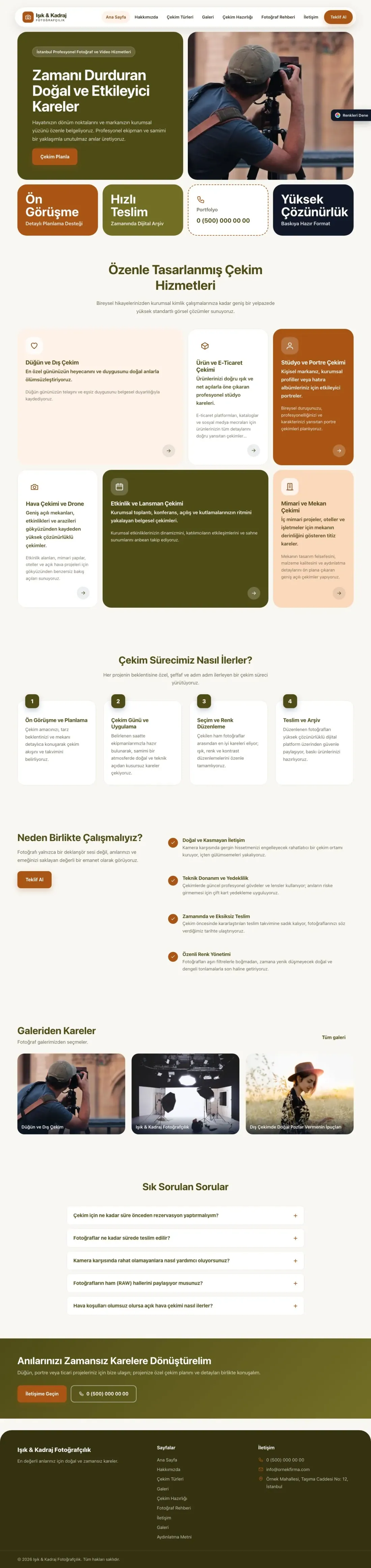 Fotoğrafçı için Mozaik Zeytin Turuncu – Fotoğrafçı Web Sitesi ana sayfa görünümü