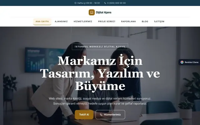 Freelancer ve Ajans için Zigzag Mavi Turuncu – Freelancer ve Ajans Web Sitesi ana sayfa görünümü