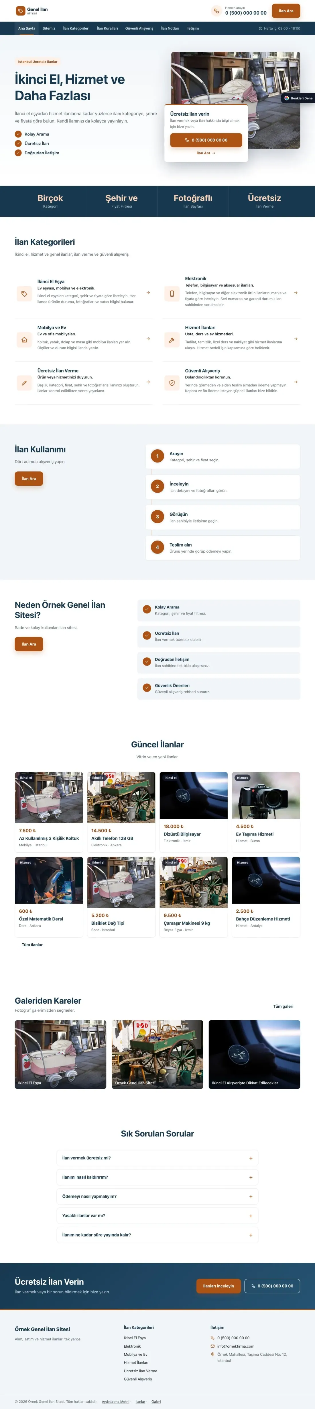 Genel İlan Sitesi için Bölünmüş Mavi Turuncu – Genel İlan Sitesi Web Sitesi ana sayfa görünümü
