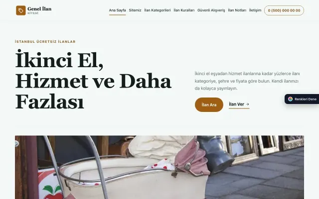 Genel İlan Sitesi için Dergi Editoryal Petrol Turuncu – Genel İlan Sitesi Web Sitesi ana sayfa görünümü