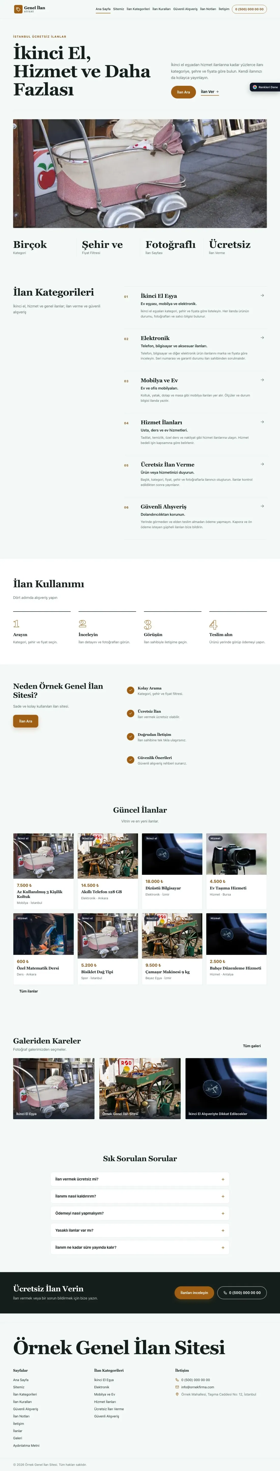 Genel İlan Sitesi için Dergi Editoryal Petrol Turuncu – Genel İlan Sitesi Web Sitesi ana sayfa görünümü
