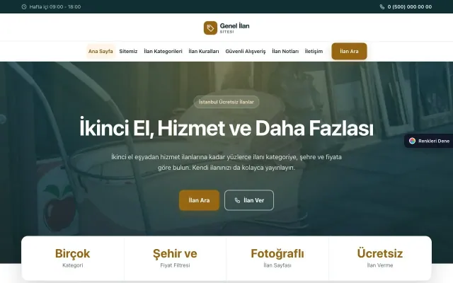 Genel İlan Sitesi için Merkez Petrol Turuncu – Genel İlan Sitesi Web Sitesi ana sayfa görünümü