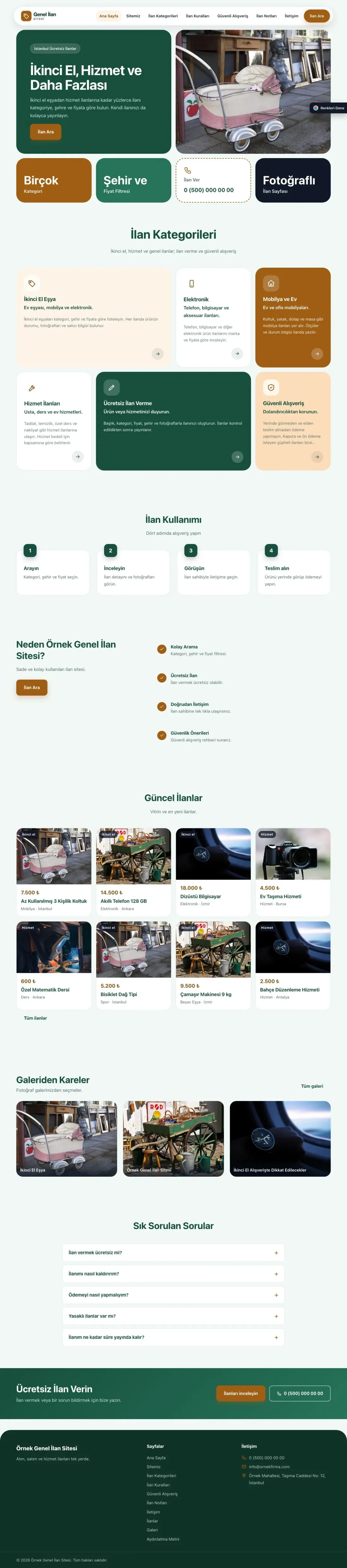 Genel İlan Sitesi için Mozaik Petrol Turuncu – Genel İlan Sitesi Web Sitesi ana sayfa görünümü
