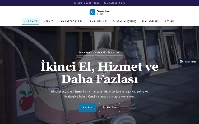 Genel İlan Sitesi için Zigzag Lacivert Mavi – Genel İlan Sitesi Web Sitesi ana sayfa görünümü