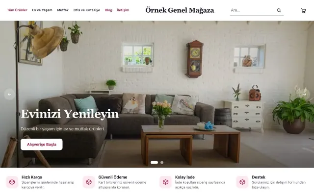 Genel Mağaza için Butik Lacivert Pembe – Genel Mağaza E-ticaret Sitesi ana sayfa görünümü