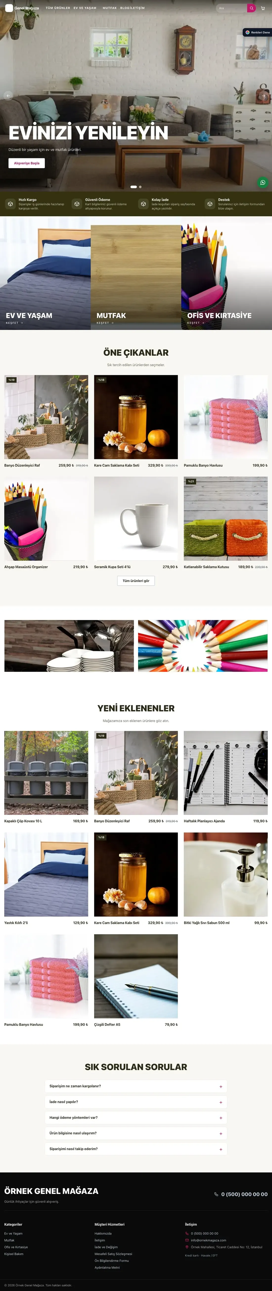 Genel Mağaza için Sahne Zeytin Pembe – Genel Mağaza E-ticaret Sitesi ana sayfa görünümü