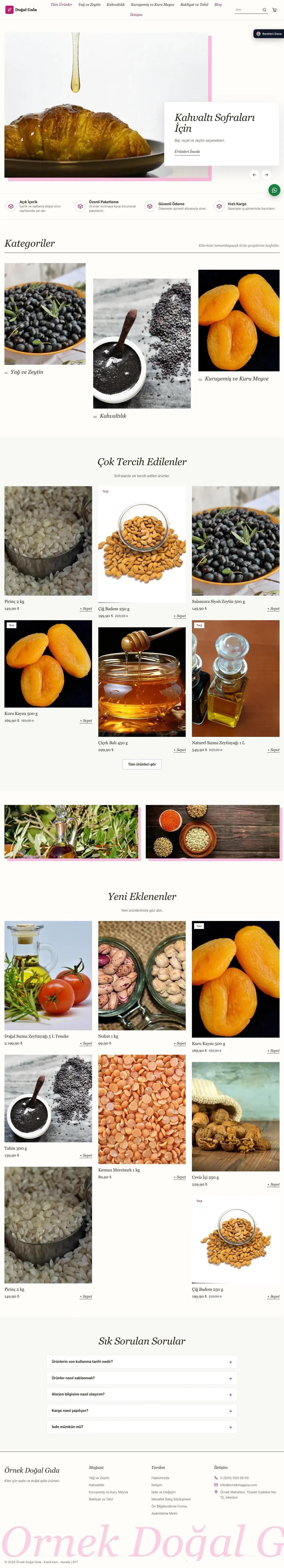 Gıda ve Organik için Lookbook Zeytin Pembe – Gıda ve Organik E-ticaret Sitesi ana sayfa görünümü