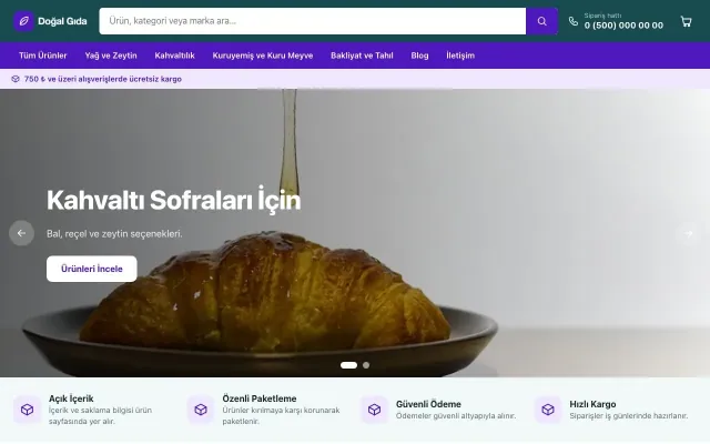 Market Petrol Mor – Gıda ve Organik E-ticaret Sitesi ana sayfa görünümü