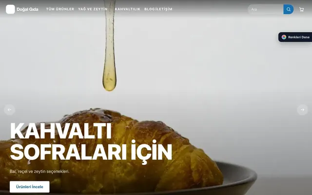 Gıda ve Organik için Sahne Bordo Mavi – Gıda ve Organik E-ticaret Sitesi ana sayfa görünümü