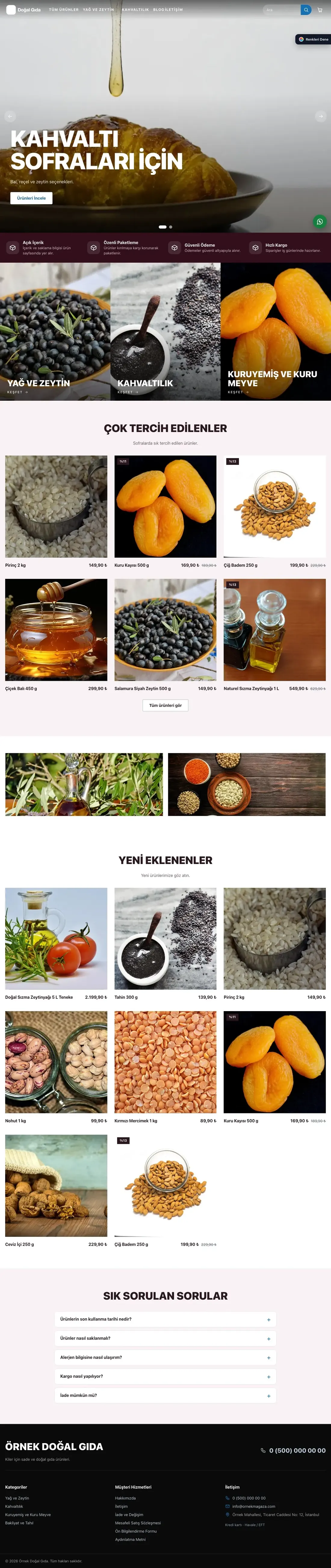 Gıda ve Organik için Sahne Bordo Mavi – Gıda ve Organik E-ticaret Sitesi ana sayfa görünümü