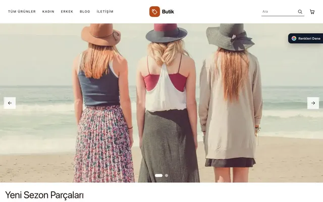 Giyim ve Butik için Galeri Bordo Turuncu – Giyim ve Butik E-ticaret Sitesi ana sayfa görünümü